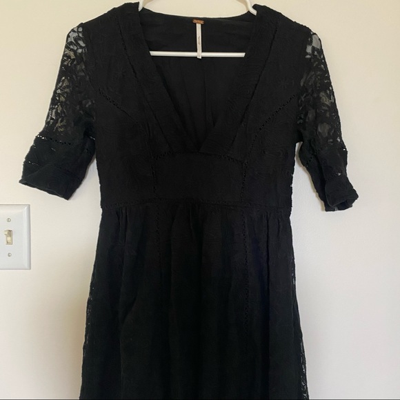 Free People Black Lace Midi Dress 2 - Picture 4 of 12